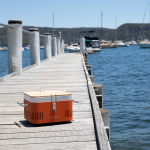 Cube orange on jetty